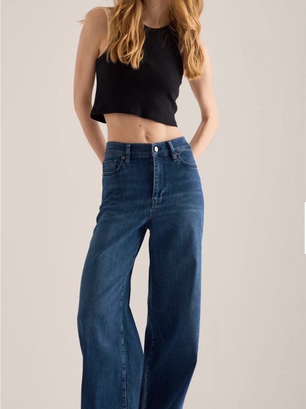 Frame Le Slim Palazzo Wide-Leg High-Rise Women’s Blue Jeans size 26 - Picture 2 of 16